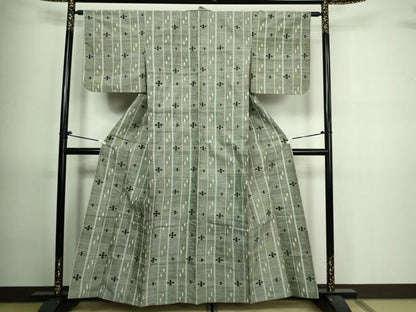 平和屋着物▽上質な紬 単衣 吉祥花文 正絹 逸品 DAAV9703sf