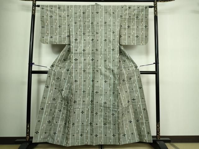 平和屋着物▽上質な紬 単衣 吉祥花文 正絹 逸品 DAAV9703sf