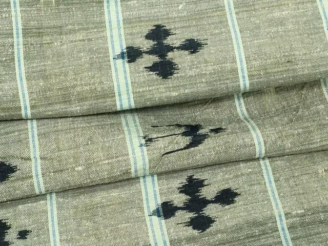平和屋着物▽上質な紬 単衣 吉祥花文 正絹 逸品 DAAV9703sf