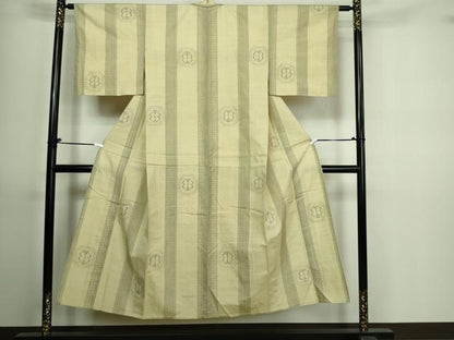 平和屋着物▽上質な紬 単衣 亀甲花文 正絹 逸品 DAAV9704sf