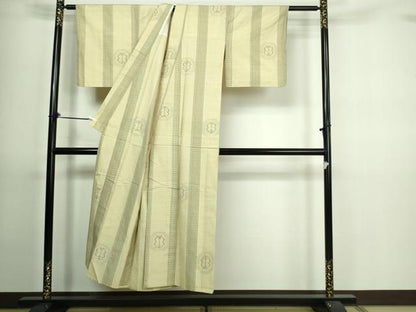 平和屋着物▽上質な紬 単衣 亀甲花文 正絹 逸品 DAAV9704sf
