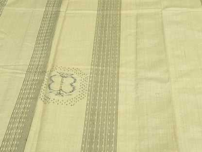 平和屋着物▽上質な紬 単衣 亀甲花文 正絹 逸品 DAAV9704sf