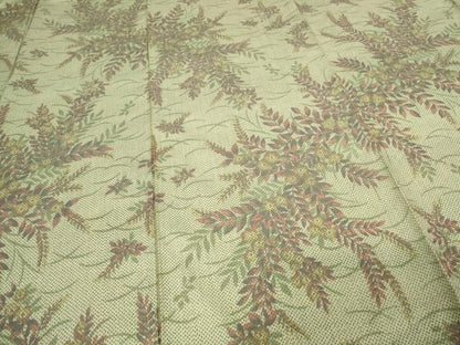 平和屋着物▽上質な紬 単衣 草花文 正絹 逸品 DAAV9705sf