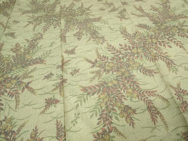 平和屋着物▽上質な紬 単衣 草花文 正絹 逸品 DAAV9705sf