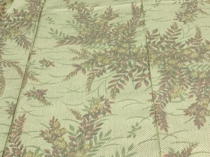 平和屋着物▽上質な紬 単衣 草花文 正絹 逸品 DAAV9705sf