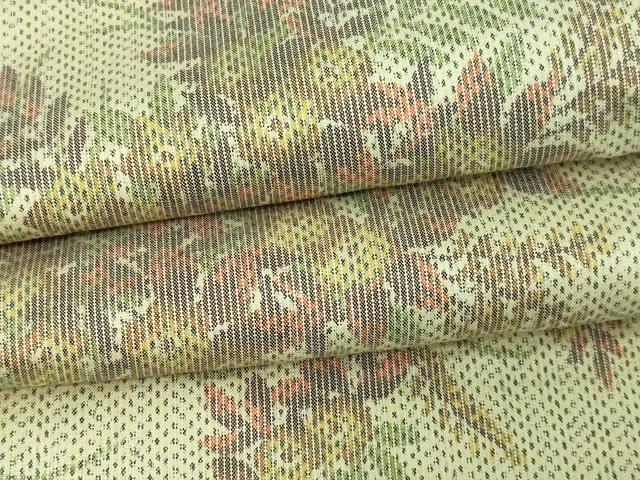 平和屋着物▽上質な紬 単衣 草花文 正絹 逸品 DAAV9705sf