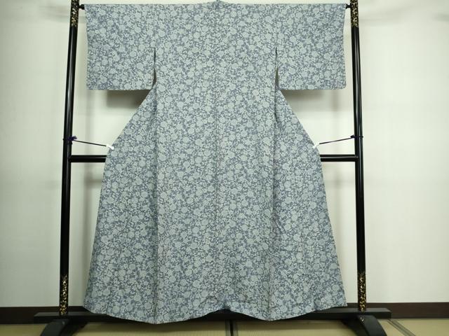 平和屋着物▽上質な小紋 単衣 草花文 正絹 逸品 DAAV9706sf