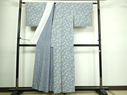 平和屋着物▽上質な小紋 単衣 草花文 正絹 逸品 DAAV9706sf
