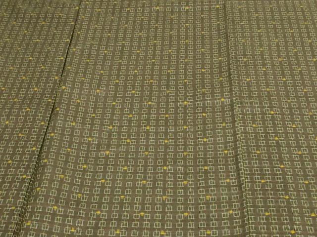平和屋着物▽上質な紬　単衣　格子　正絹　逸品　DAAV9707sf