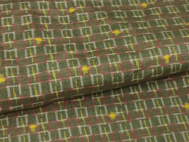 平和屋着物▽上質な紬　単衣　格子　正絹　逸品　DAAV9707sf