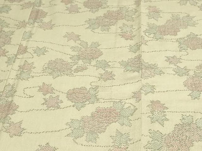 平和屋着物▽本塩沢　単衣　草花文　正絹　逸品　DAAV9708sf