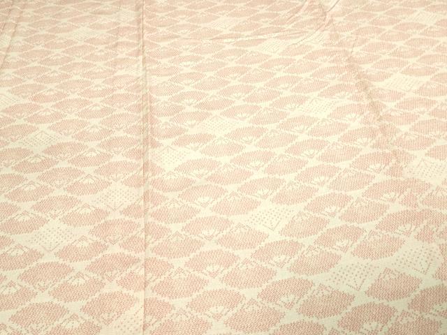 平和屋着物▽本塩沢　単衣　舞扇文　正絹　逸品　DAAV9709sf