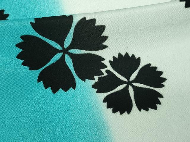 平和屋着物▽小紋　単衣　舞花文　暈し染め　洗える着物　DAAV9714sf