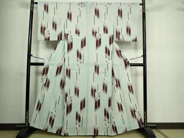 平和屋着物▽小紋 単衣 舞花文 洗える着物 DAAV9716sf