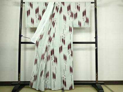 平和屋着物▽小紋 単衣 舞花文 洗える着物 DAAV9716sf