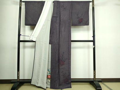 平和屋着物▽訪問着 無双 紗袷 紗×紗 草花文 金彩 正絹 逸品 DAAV9718sf