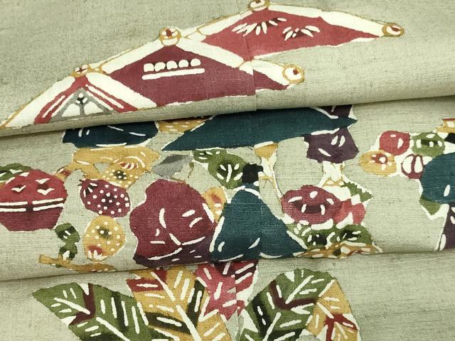 平和屋着物▽訪問着 単衣 紬地 型染め 人物文 正絹 逸品 DAAV9722sf