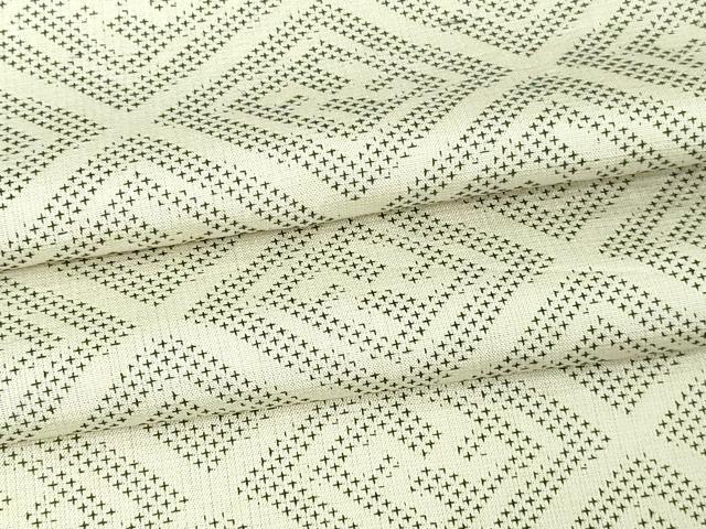 平和屋着物▽上質な紬 単衣 菱文 正絹 逸品 DAAV9724sf