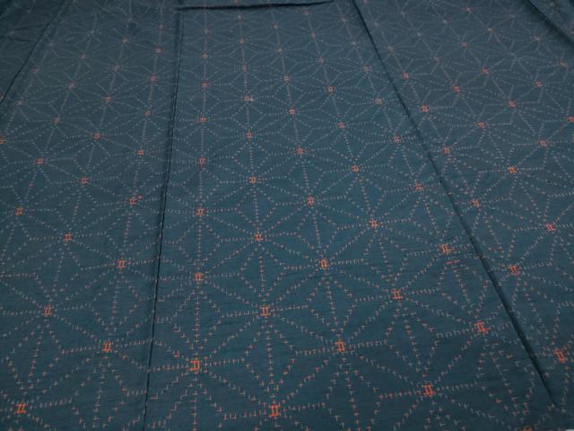 平和屋着物▽上質な紬 単衣 麻の葉文様 正絹 逸品 DAAV9725sf