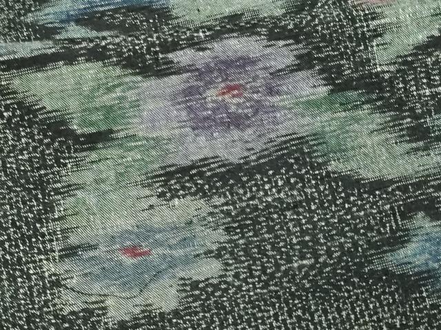 平和屋着物▽上質な紬 単衣 草花文 正絹 逸品 DAAV9727sf