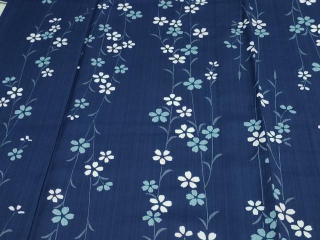 平和屋着物▽小紋 単衣 枝垂桜文 洗える着物 DAAV9728sf