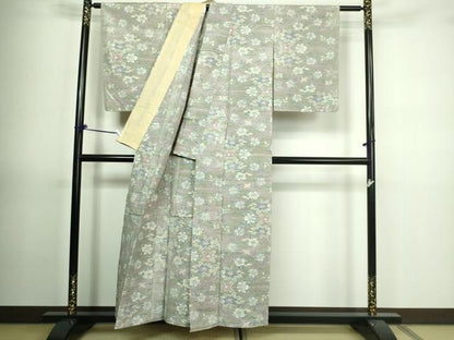 平和屋着物▽上質な紬 単衣 舞花文 正絹 逸品 DAAV9729sf
