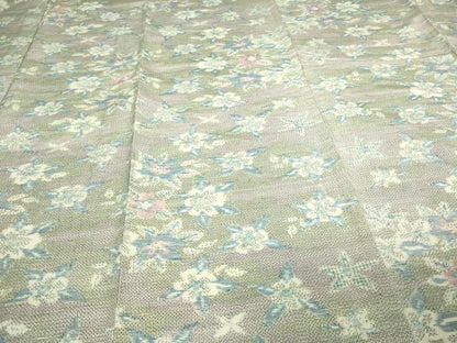 平和屋着物▽上質な紬 単衣 舞花文 正絹 逸品 DAAV9729sf