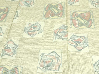 平和屋着物▽上質な紬 単衣 花蝶文 正絹 逸品 DAAV9730sf