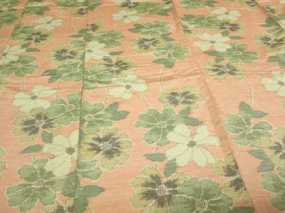 平和屋着物▽上質な紬　単衣　舞花文　正絹　逸品　DAAV9731sf