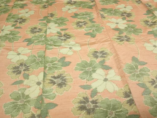 平和屋着物▽上質な紬　単衣　舞花文　正絹　逸品　DAAV9731sf