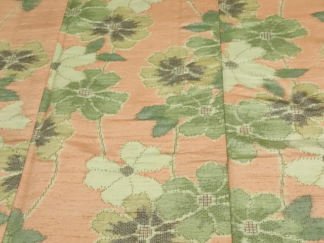平和屋着物▽上質な紬　単衣　舞花文　正絹　逸品　DAAV9731sf