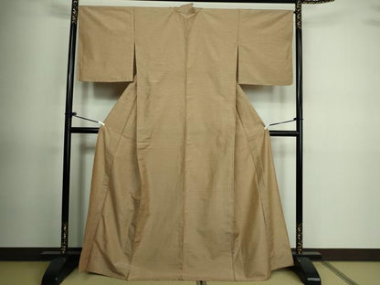 平和屋着物▽上質な紬 単衣 格子 正絹 逸品 DAAV9733sf