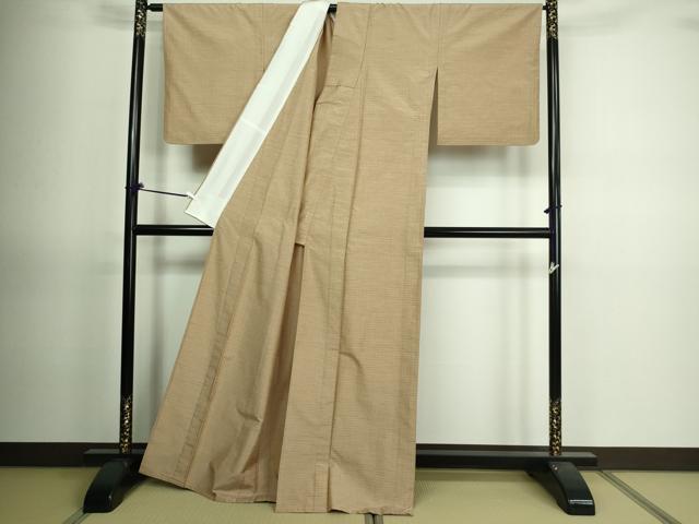 平和屋着物▽上質な紬 単衣 格子 正絹 逸品 DAAV9733sf