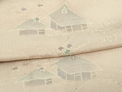 平和屋着物▽上質な小紋 単衣 地紋起こし 風景文 正絹 逸品 DAAV9735sf