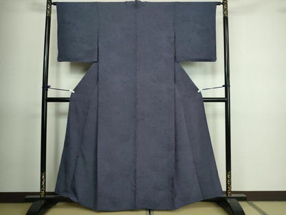 平和屋着物▽上質な色無地 単衣 吉祥花地紋 青藍色 正絹 逸品 未使用 DAAV9736sf