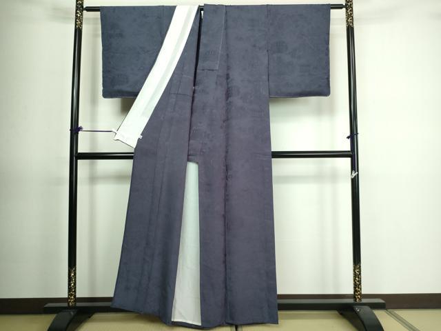 平和屋着物▽上質な色無地 単衣 吉祥花地紋 青藍色 正絹 逸品 未使用 DAAV9736sf