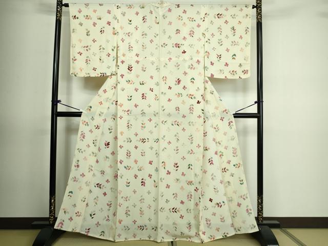 平和屋着物▽上質な小紋 単衣 枝葉文 正絹 逸品 未使用 DAAV9737sf