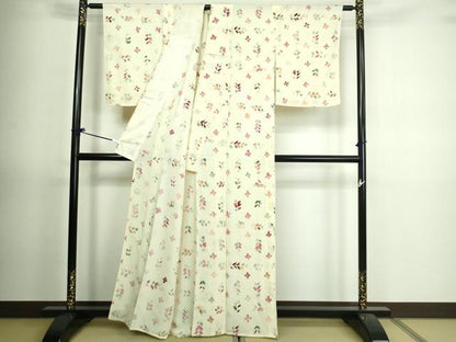 平和屋着物▽上質な小紋 単衣 枝葉文 正絹 逸品 未使用 DAAV9737sf