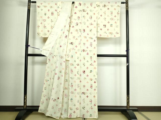 平和屋着物▽上質な小紋 単衣 枝葉文 正絹 逸品 未使用 DAAV9737sf