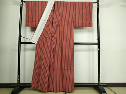 平和屋着物▽上質な紬 単衣 間道 正絹 逸品 DAAV9740sf