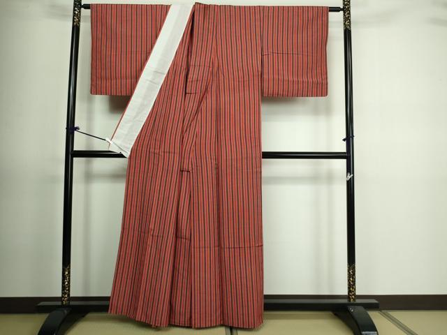 平和屋着物▽上質な紬 単衣 間道 正絹 逸品 DAAV9740sf