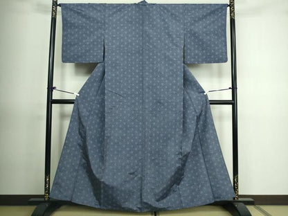 平和屋着物▽上質な紬 単衣 麻の葉文様 正絹 逸品 未使用 DAAV9741sf