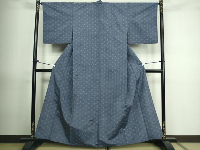 平和屋着物▽上質な紬 単衣 麻の葉文様 正絹 逸品 未使用 DAAV9741sf