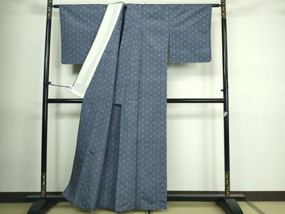 平和屋着物▽上質な紬 単衣 麻の葉文様 正絹 逸品 未使用 DAAV9741sf