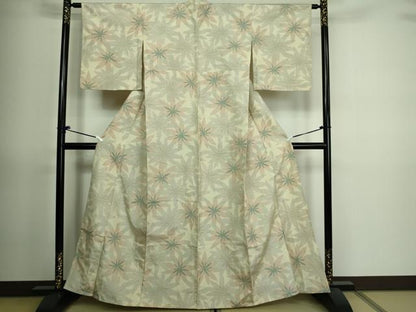 平和屋着物▽上質な紬　単衣　舞花文　正絹　逸品　DAAV9742sf
