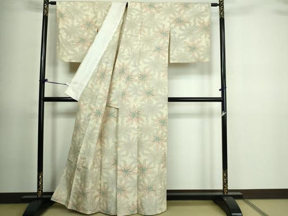 平和屋着物▽上質な紬　単衣　舞花文　正絹　逸品　DAAV9742sf