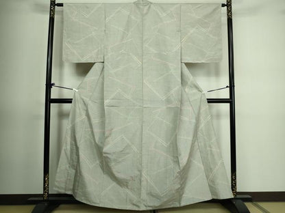 平和屋着物▽上質な紬　単衣　抽象文様　正絹　逸品　DAAV9744sf