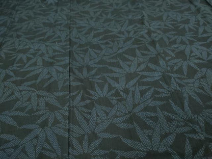 平和屋着物▽上質な紬 単衣 笹の葉文 正絹 逸品 DAAV9745sf