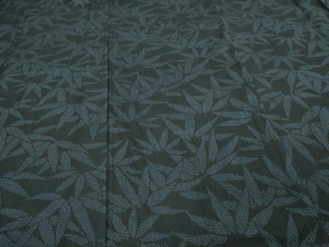 平和屋着物▽上質な紬 単衣 笹の葉文 正絹 逸品 DAAV9745sf