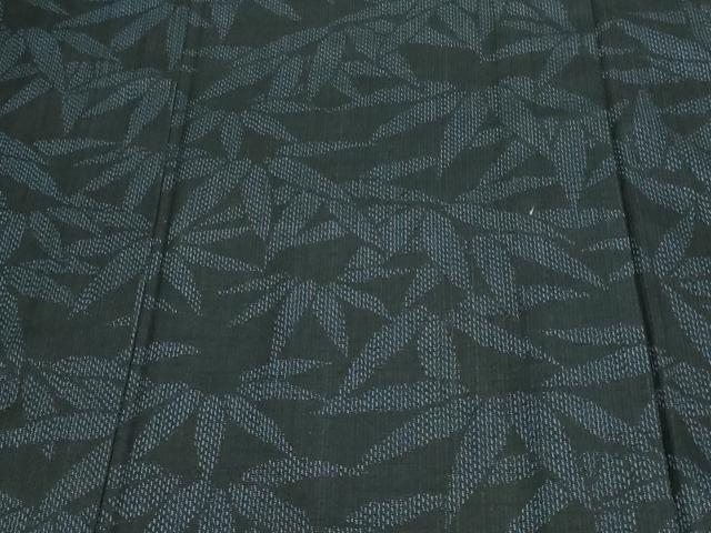 平和屋着物▽上質な紬 単衣 笹の葉文 正絹 逸品 DAAV9745sf